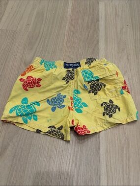 Vilebrequin Yellow Swim Trunks with Multicolor Turtle Print